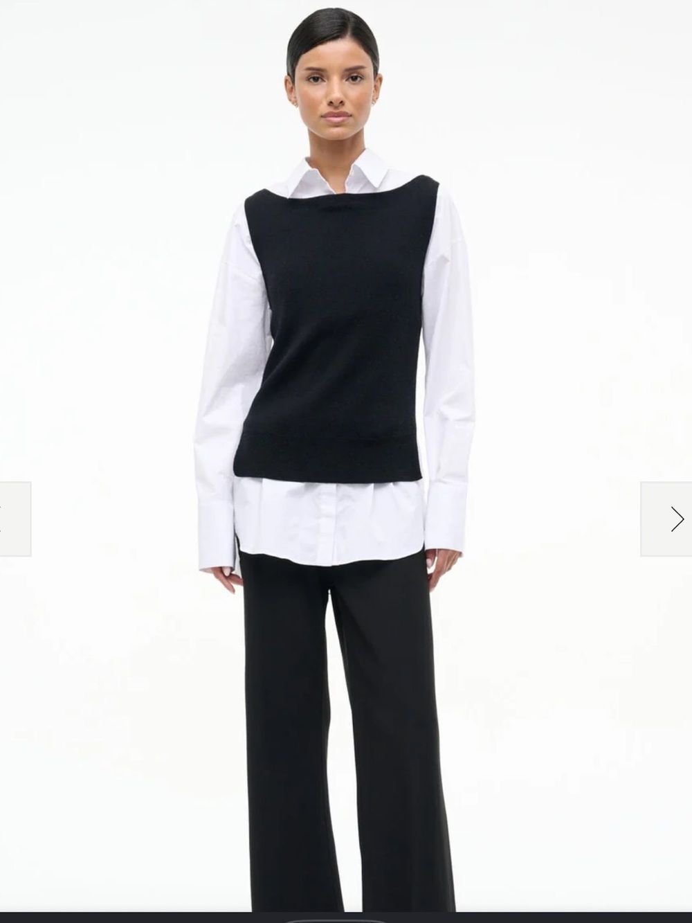 STAUD Damian black white top